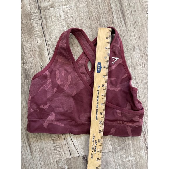 Gymshark Womens Adapt Camo Sports Bra Size M Burgundy Seamless Criss Cross Back - Picture 5 of 7
